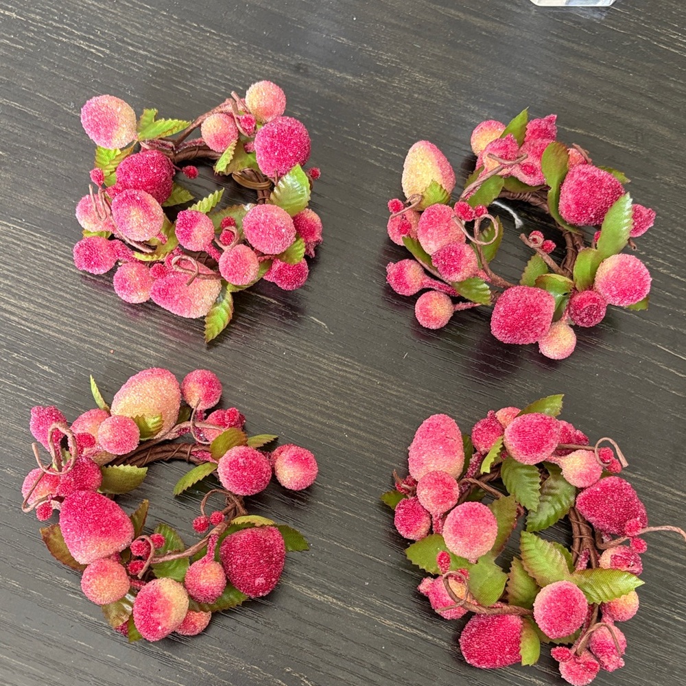 Set of Four Pink Berry candle Rings